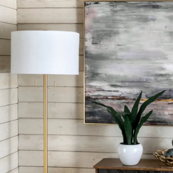 Floor Lamps-Kirkland's Home Gold Sleek Modern Floor Lamp White