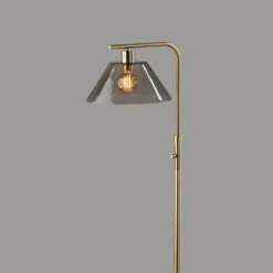 Floor Lamps-Kirkland's Home Gold Smoked Glass Floor Lamp Gray