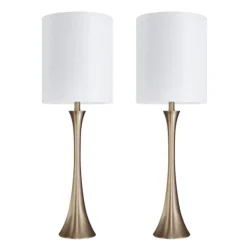 Table Lamps-Kirkland's Home Gold Sparkle Shade Tapered Table Lamps, Set Of 2 White