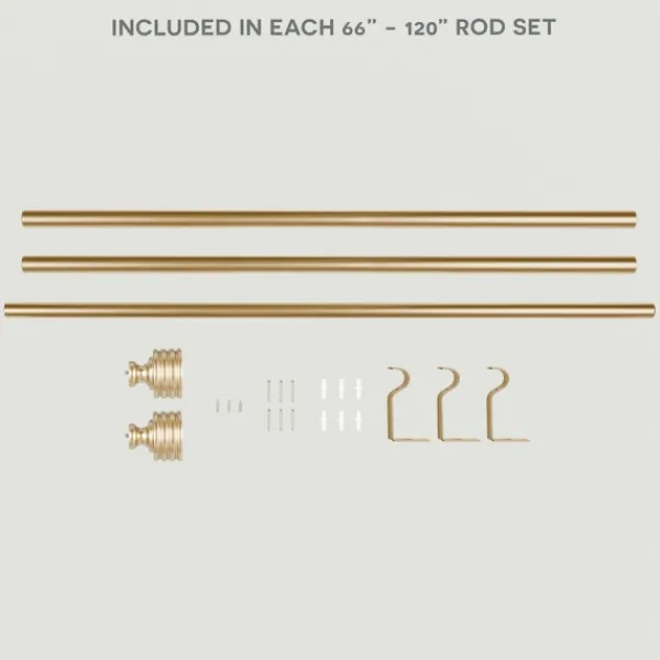 Curtain Rods & Hardware-Kirkland's Home Gold Stacked Cylinder Curtain Rod, 120 In.