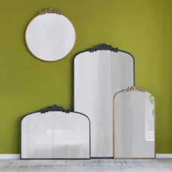 Decorative Mirrors-Kirkland's Home Gold Studded Scroll Arched Mirror, 42 In.