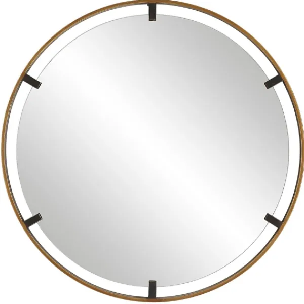 Decorative Mirrors-Kirkland's Home Gold Suspended Round Wall Mirror