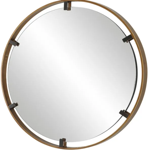 Decorative Mirrors-Kirkland's Home Gold Suspended Round Wall Mirror