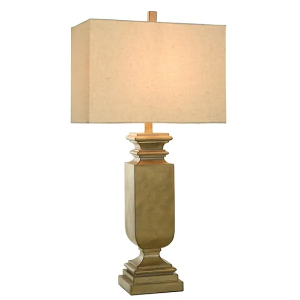 Table Lamps-Kirkland's Home Gold Traditional Rectangular Table Lamp Gold/Tan