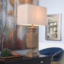 Table Lamps-Kirkland's Home Gold Traditional Rectangular Table Lamp Gold/Tan