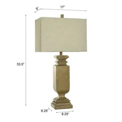 Table Lamps-Kirkland's Home Gold Traditional Rectangular Table Lamp Gold/Tan