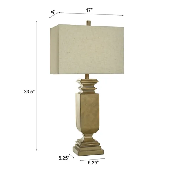 Table Lamps-Kirkland's Home Gold Traditional Rectangular Table Lamp Gold/Tan