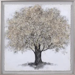 Framed Art-Kirkland's Home Gold Tree Rice Paper Framed Art Print Gold/White
