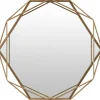 Decorative Mirrors-Kirkland's Home Gold Wire Metal Hexagon Frame Wall Mirror