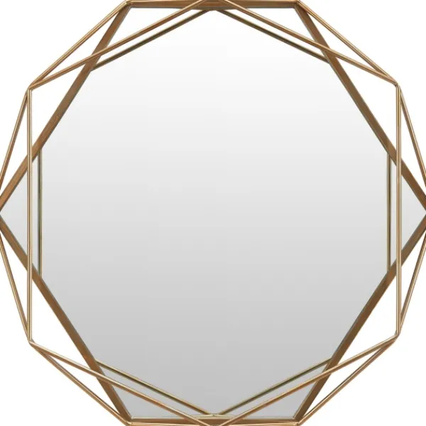 Decorative Mirrors-Kirkland's Home Gold Wire Metal Hexagon Frame Wall Mirror