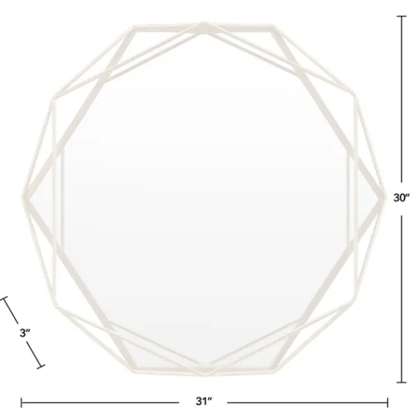 Decorative Mirrors-Kirkland's Home Gold Wire Metal Hexagon Frame Wall Mirror