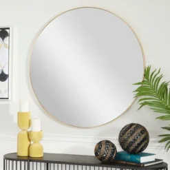 Decorative Mirrors-Kirkland's Home Gold Wood Round Frame Mirror