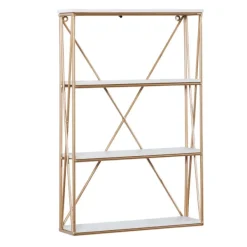 Shelves-Kirkland's Home Gold X-Frame Daisy White Wood Wall Shelf