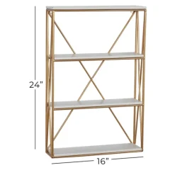 Shelves-Kirkland's Home Gold X-Frame Daisy White Wood Wall Shelf