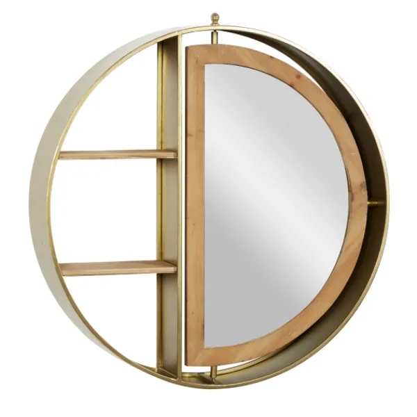 Shelves-Kirkland's Home Golden Floating Shelf With Half-Moon Mirror