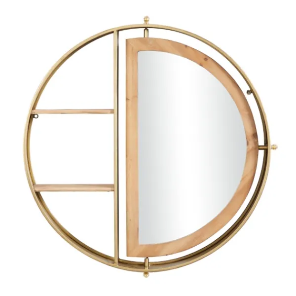 Shelves-Kirkland's Home Golden Floating Shelf With Half-Moon Mirror