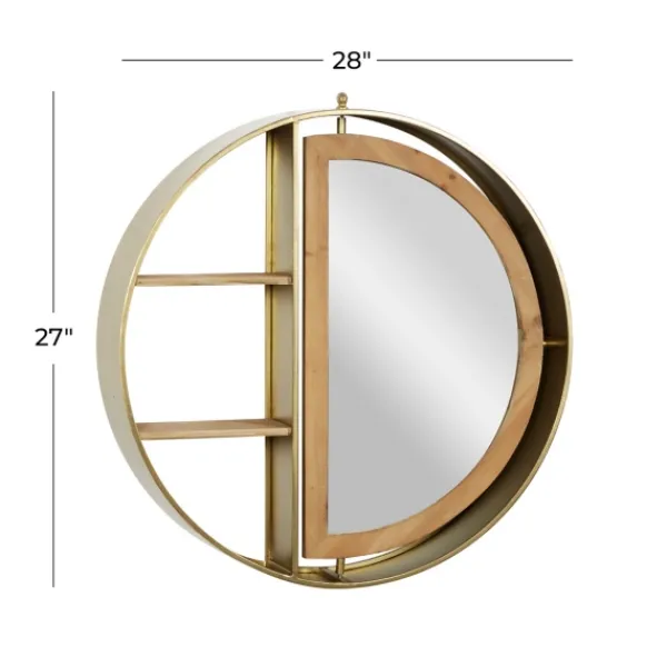 Shelves-Kirkland's Home Golden Floating Shelf With Half-Moon Mirror