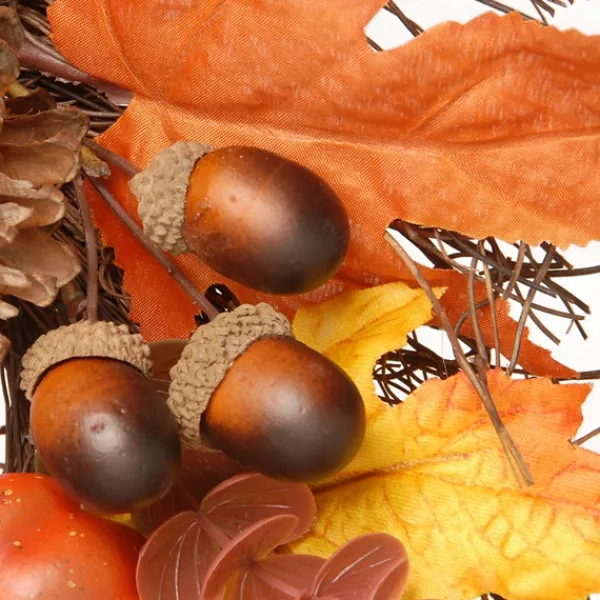 Wreaths-Kirkland's Home Golden Maple Pumpkins Harvest Wreath Orange/Red/Brown