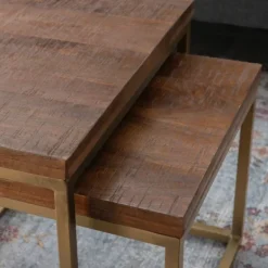 Coffee Tables-Kirkland's Home Golden Nesting 3-Pc. Coffee And Accent Table Set Brown