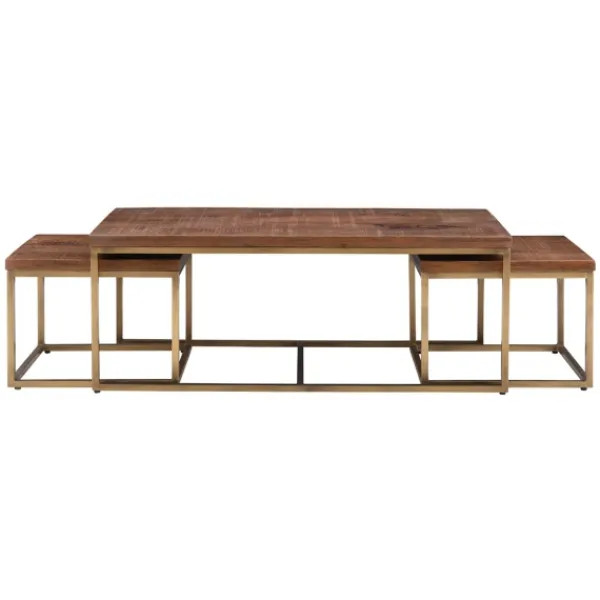 Coffee Tables-Kirkland's Home Golden Nesting 3-Pc. Coffee And Accent Table Set Brown