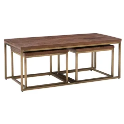 Coffee Tables-Kirkland's Home Golden Nesting 3-Pc. Coffee And Accent Table Set Brown