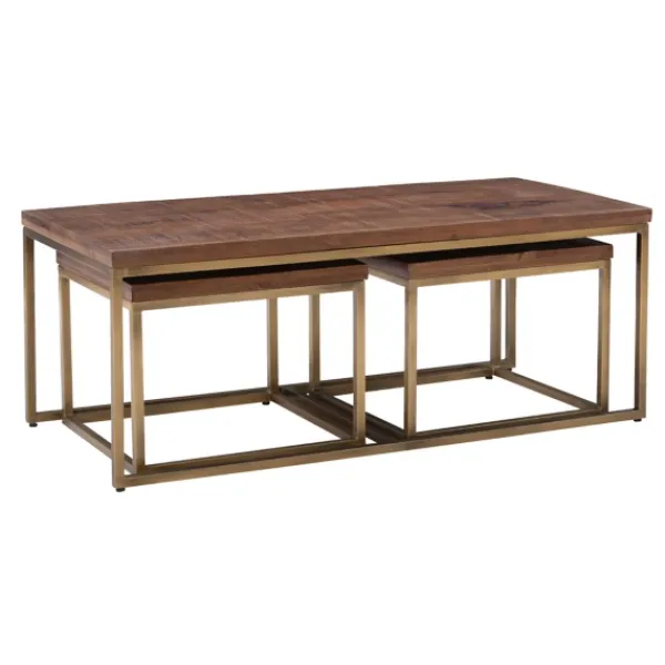 Coffee Tables-Kirkland's Home Golden Nesting 3-Pc. Coffee And Accent Table Set Brown