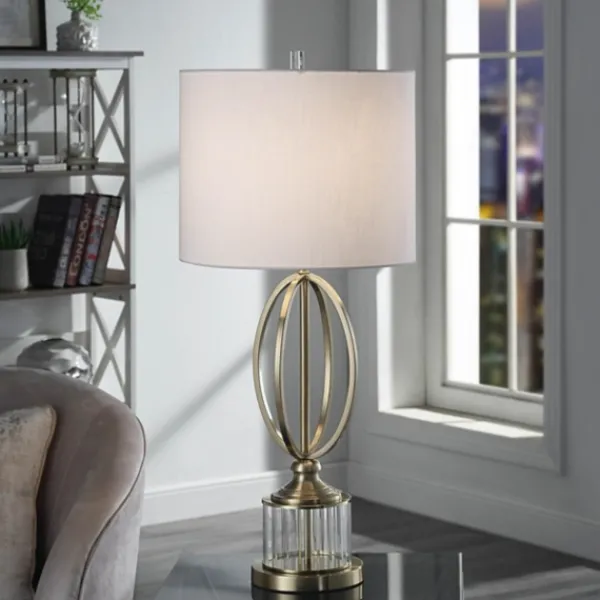 Table Lamps-Kirkland's Home Golden Open Egg Base Table Lamp White
