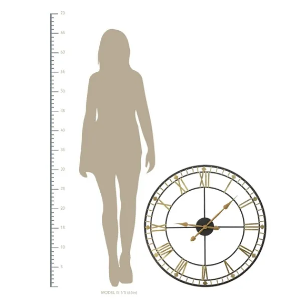 Clocks-Kirkland's Home Golden Open Face Industrial Wall Clock