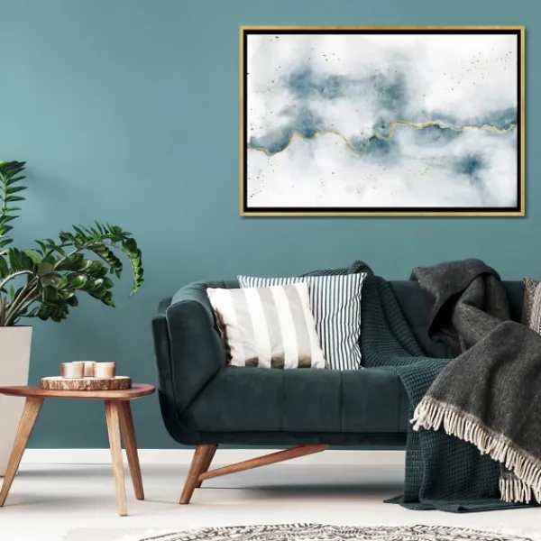 Framed Art-Kirkland's Home Golden Thread Abstract Canvas Framed Art White/Gray/Gold