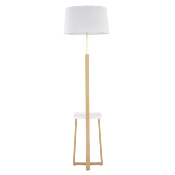Floor Lamps-Kirkland's Home Golden Triangle Marble Shelf Floor Lamp White