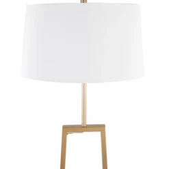 Floor Lamps-Kirkland's Home Golden Triangle Marble Shelf Floor Lamp White