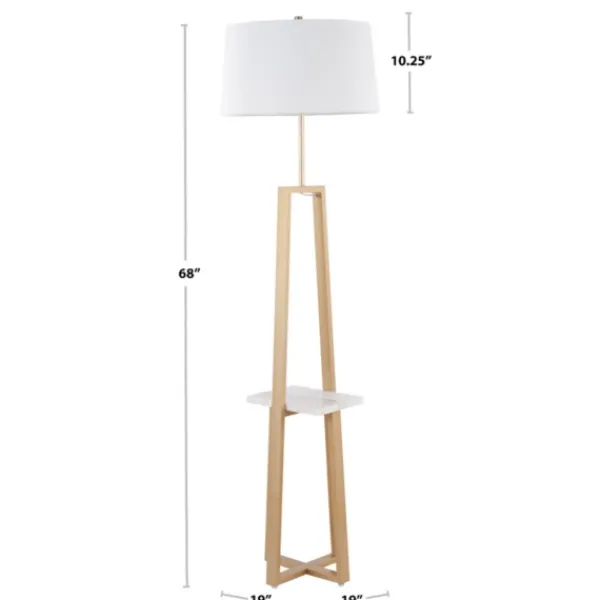 Floor Lamps-Kirkland's Home Golden Triangle Marble Shelf Floor Lamp White