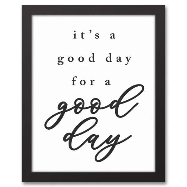Wall Quotes & Signs-Kirkland's Home Good Day For A Good Day Framed Canvas Wall Plaque White/Black