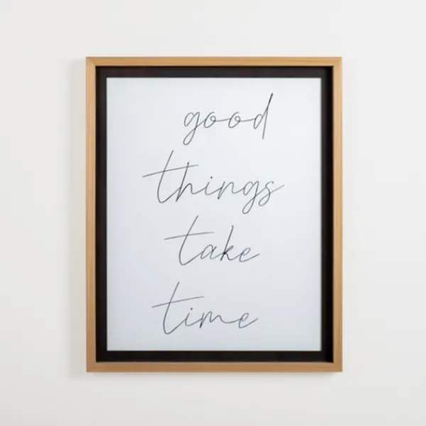 Wall Quotes & Signs-Kirkland's Home Good Things Take Time Framed Wall Plaque White/Black