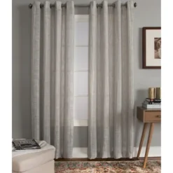 Curtains & Drapes-Kirkland's Home Graphite Stripe Single Curtain Panel, 84 In. Gray/White