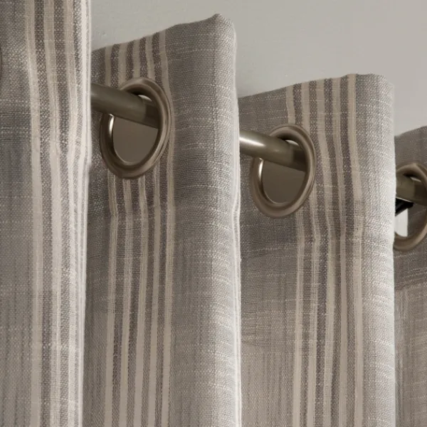 Curtains & Drapes-Kirkland's Home Graphite Stripe Single Curtain Panel, 84 In. Gray/White