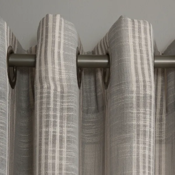Curtains & Drapes-Kirkland's Home Graphite Stripe Single Curtain Panel, 84 In. Gray/White