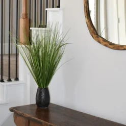 Arrangements & Greenery-Kirkland's Home Grass Arrangement In Crackled Black Pot Green/Black