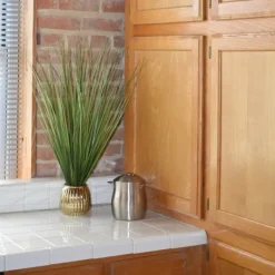 Arrangements & Greenery-Kirkland's Home Grass Arrangement In Gold Ribbed Pot Green/Gold