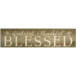 Wall Quotes & Signs-Kirkland's Home Grateful, Thankful, Blessed Wooden Wall Plaque Brown/White