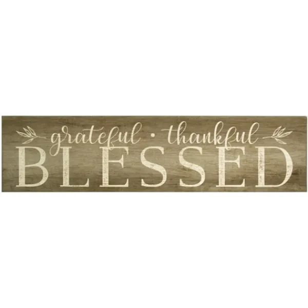 Wall Quotes & Signs-Kirkland's Home Grateful, Thankful, Blessed Wooden Wall Plaque Brown/White