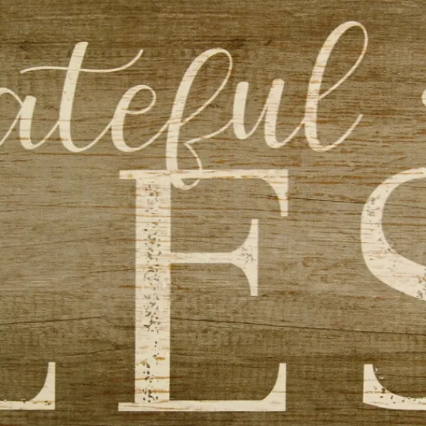Wall Quotes & Signs-Kirkland's Home Grateful, Thankful, Blessed Wooden Wall Plaque Brown/White