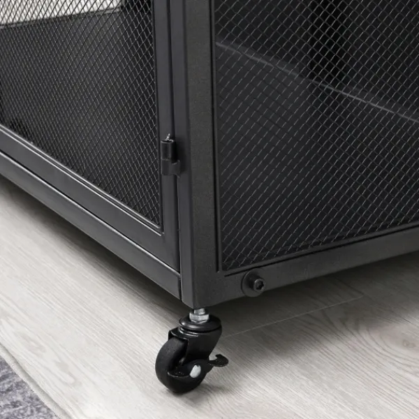 Kitchen Islands & Bar Carts-Kirkland's Home Gray And Black Mesh 2-Door Bar Cart