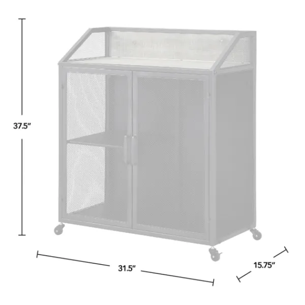 Kitchen Islands & Bar Carts-Kirkland's Home Gray And Black Mesh 2-Door Bar Cart