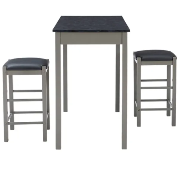 Dining Sets-Kirkland's Home Gray And Black 3-Pc. Stool And Table Set