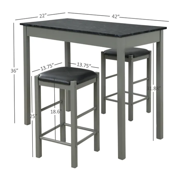 Dining Sets-Kirkland's Home Gray And Black 3-Pc. Stool And Table Set