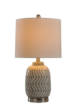 Table Lamps-Kirkland's Home Gray And Etched Table Lamp White