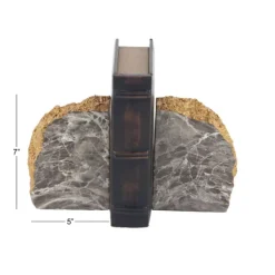 Decorative Accents-Kirkland's Home Gray And Gold Marble Geode Bookends, Set Of 2