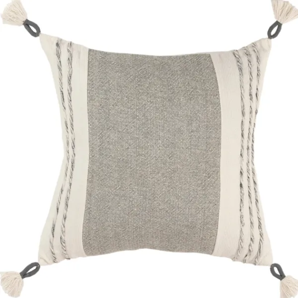 Pillows-Kirkland's Home Gray And Ivory Color Block Pillow Gray/Ivory