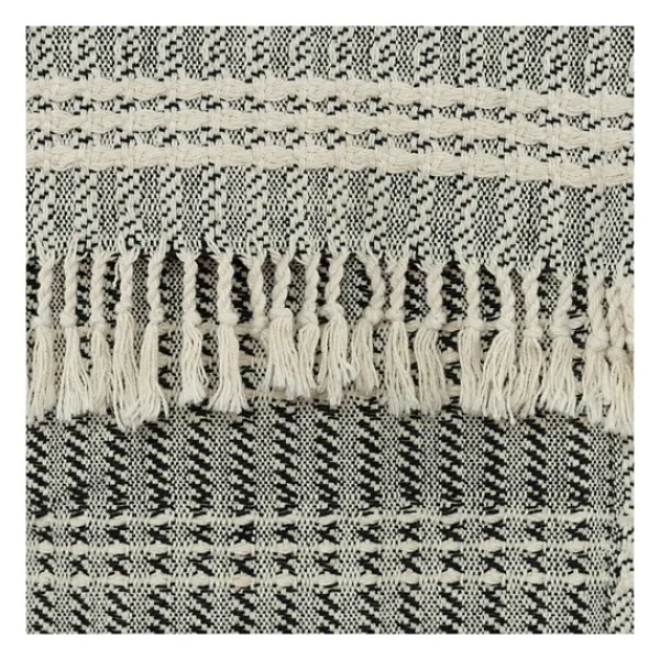 Blankets & Throws-Kirkland's Home Gray And Ivory Striped Cotton Throw Gray/Ivory